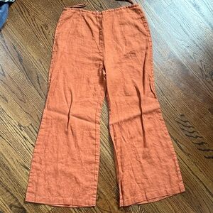 Faithfull the Brand high waisted wide leg pants in rust